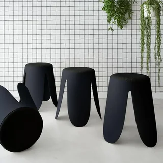 Tabouret bouclette empilable lot 4 Niki design fleur pieds arrondis