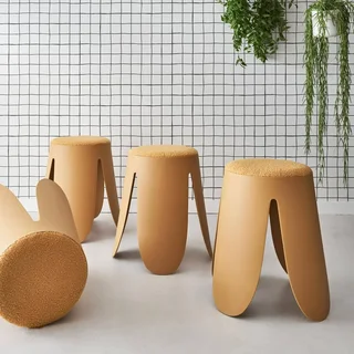 Tabouret empilable effet bouclette Niki - lot de 4
