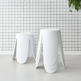 Tabouret bouclette empilable lot 4 Niki design fleur