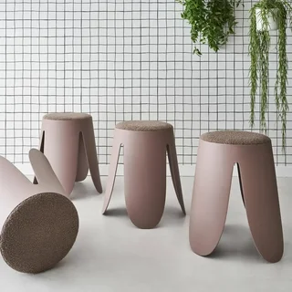 Tabouret bouclette empilable Niki lot 4 pièces design fleur
