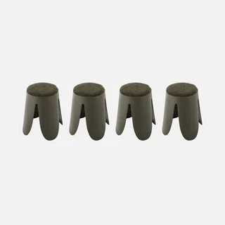 Tabouret empilable bouclette lot 4 Niki beige salon