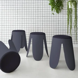 Tabouret bouclette empilable Niki lot de 4 design fleur