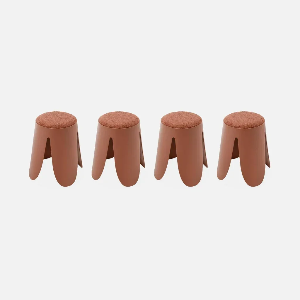 Tabouret empilable Niki effet bouclette lot de 4