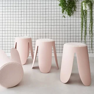 Tabouret empilable Niki bouclette lot de 4 design fleur