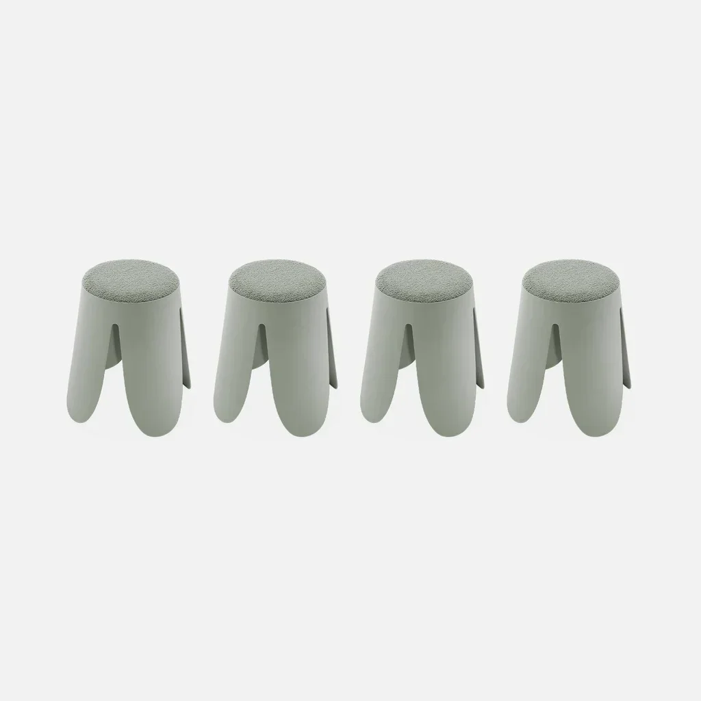 Tabouret empilable effet bouclette Niki lot de 4 - assise confortable design fleur