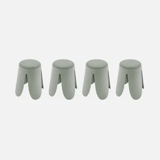 Tabouret empilable effet bouclette Niki lot de 4 - assise confortable design fleur