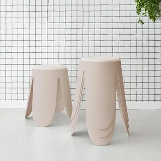 Tabouret empilable effet bouclette Niki lot 4 assise fleur