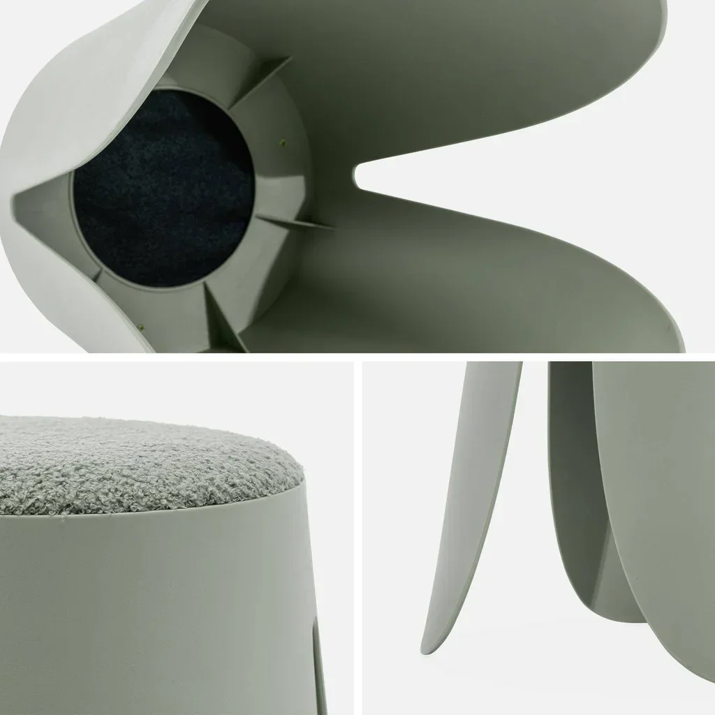 Tabouret empilable effet bouclette Niki lot de 4 - assise confortable design fleur