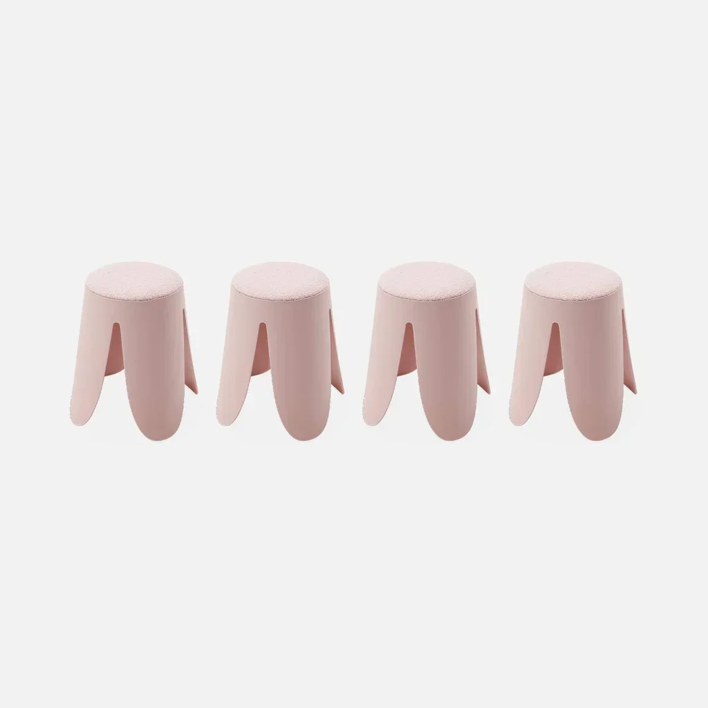 Tabouret empilable Niki bouclette lot de 4 design fleur