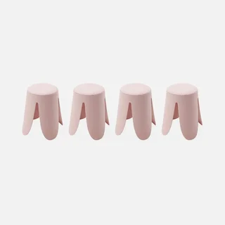 Tabouret empilable Niki bouclette lot de 4 design fleur