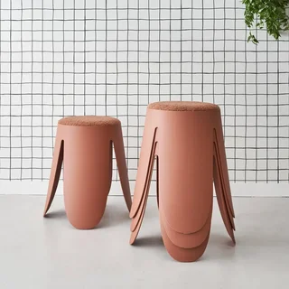 Tabouret empilable Niki effet bouclette lot de 4