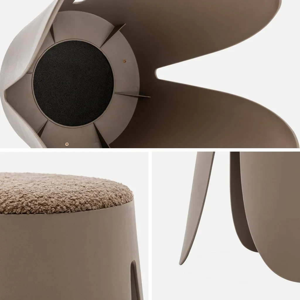 Tabouret bouclette empilable Niki lot 4 pièces design fleur