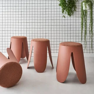 Tabouret empilable Niki effet bouclette lot de 4