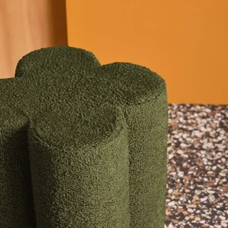 Tabouret pouf trèfle bouclette cosy salon chambre