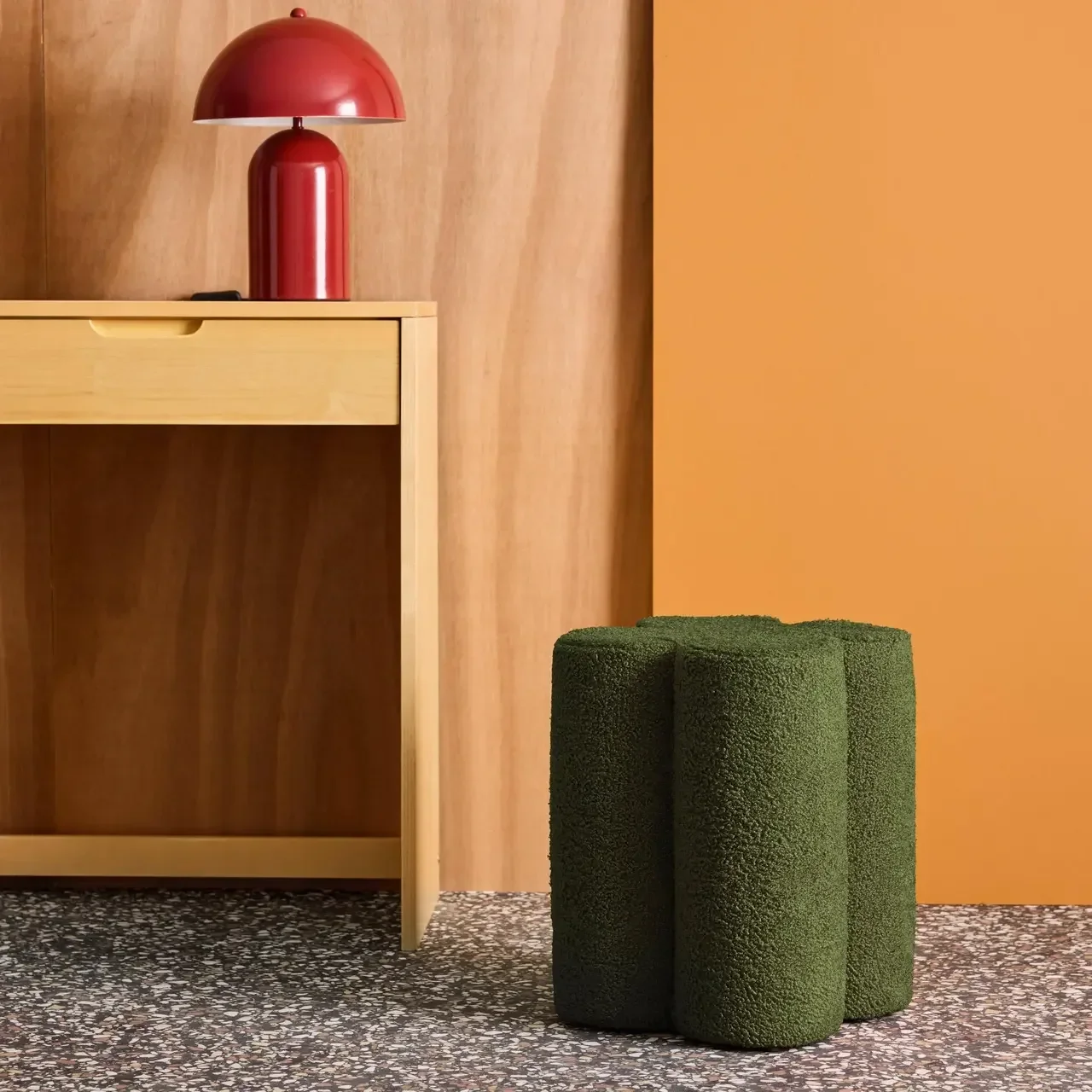 Tabouret pouf trèfle bouclette cosy salon chambre