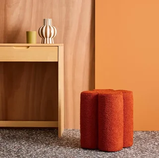 Pouf trèfle bouclette beige salon cosy