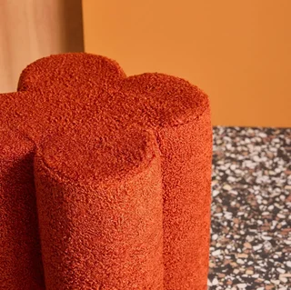 Pouf trèfle bouclette beige salon cosy