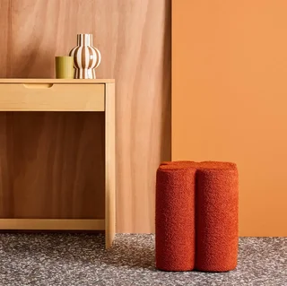 Pouf trèfle bouclette beige salon cosy