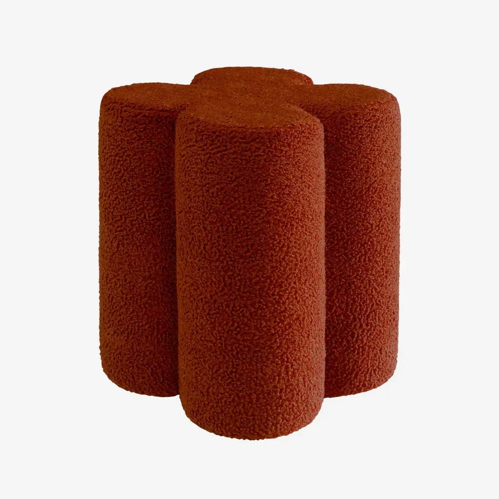 Pouf trèfle bouclette beige salon cosy