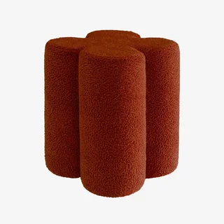Pouf trèfle bouclette beige salon cosy