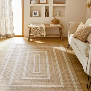 Beige jute-effect rug indoor outdoor pattern Daymo