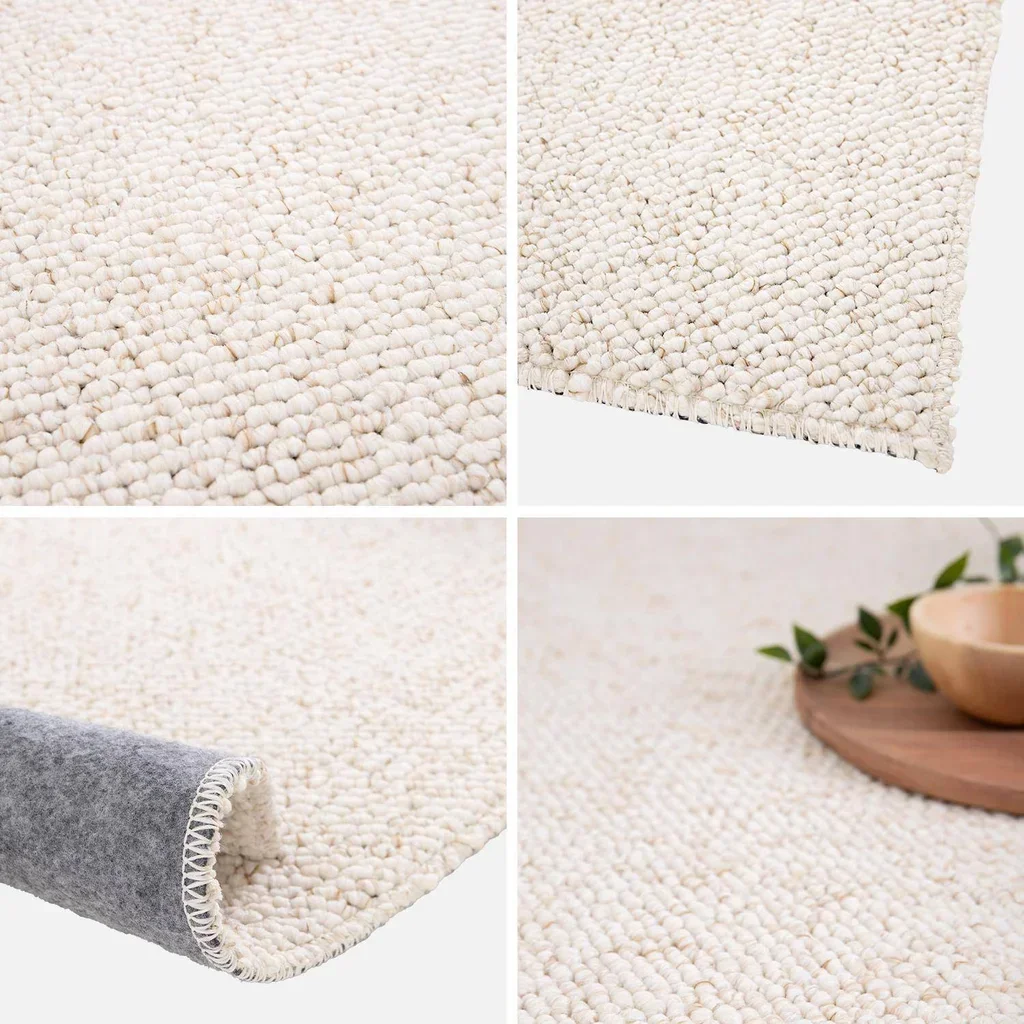 Tapis bouclette intérieur chiné couleur crème douceur naturelle