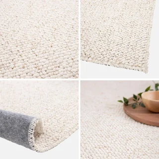Tapis bouclette crème chiné effet laine douce intérieur