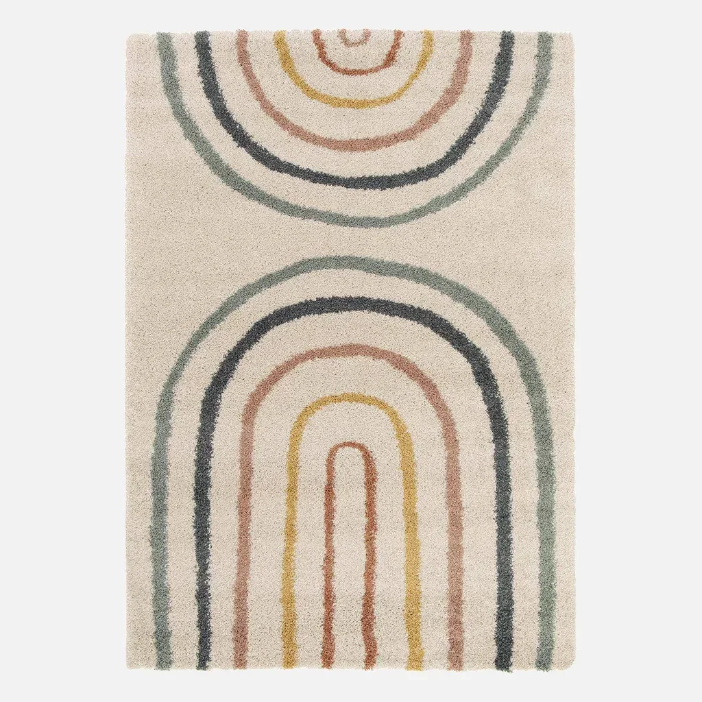 Tapis enfant arc-en-ciel multicolore poil long shaggy 120x170 cm