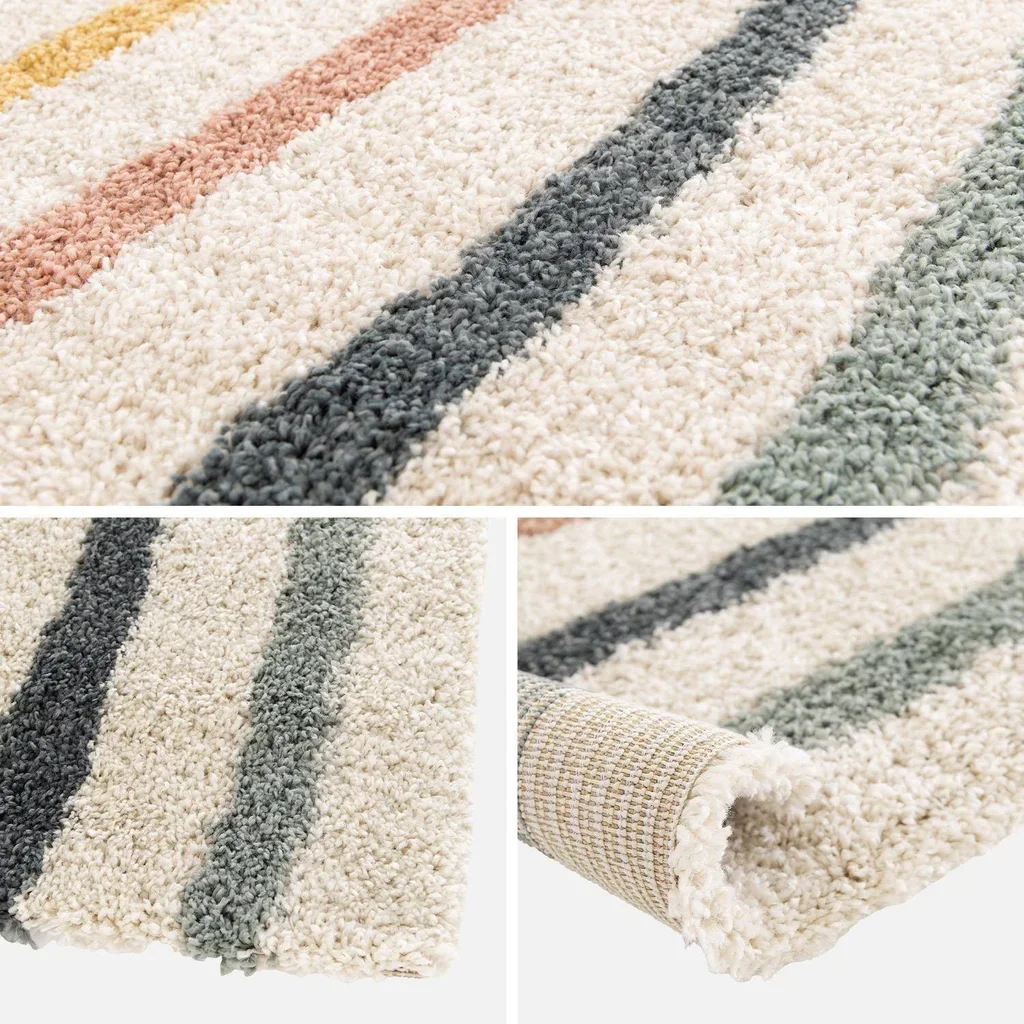 Tapis enfant arc-en-ciel multicolore poil long shaggy 120x170 cm