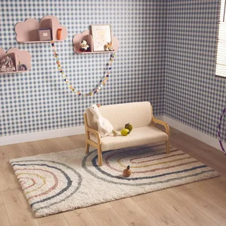 Tapis enfant arc-en-ciel multicolore poil long shaggy 120x170 cm