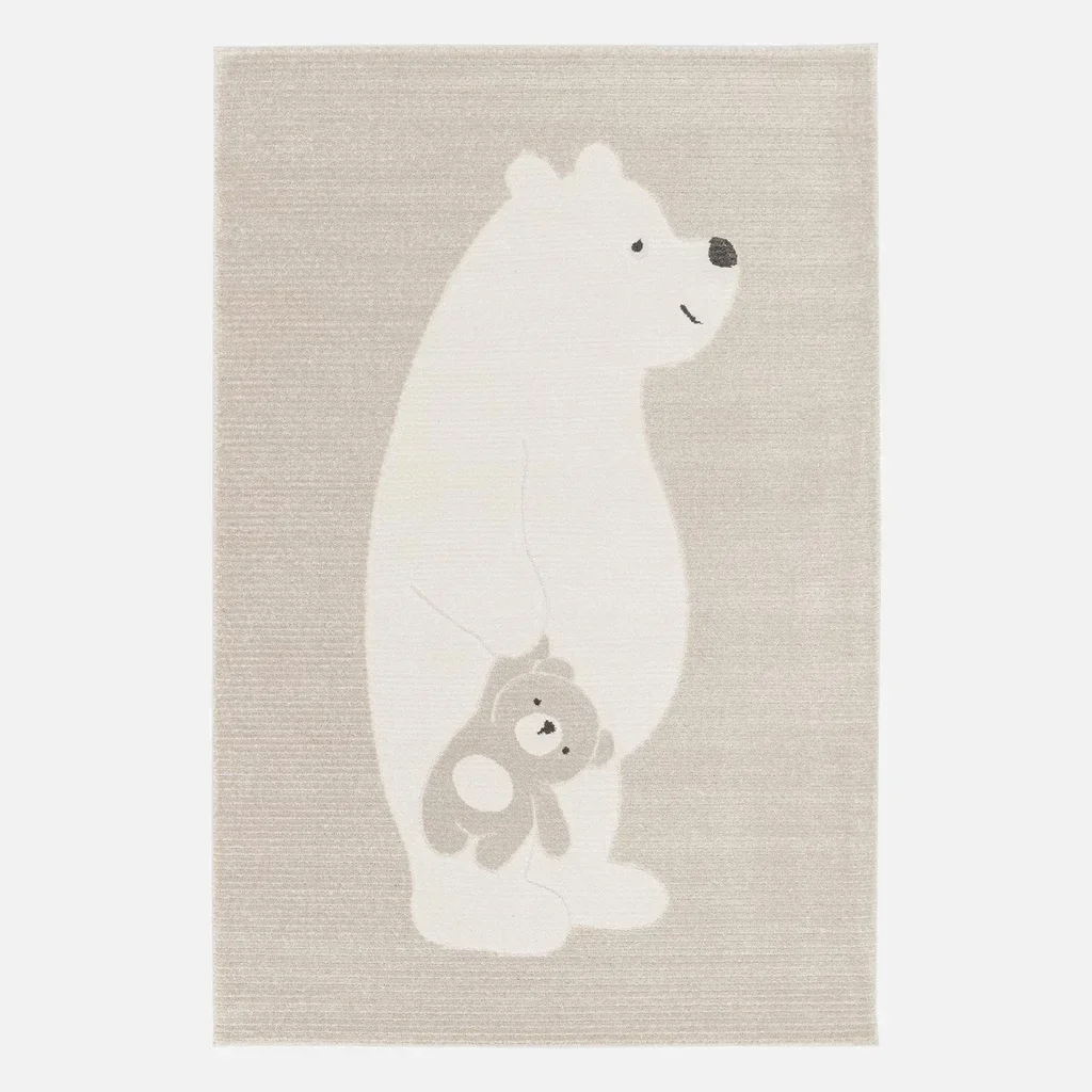 Beige Kinderzimmer Teppich mit weichen Teddybären rutschfest