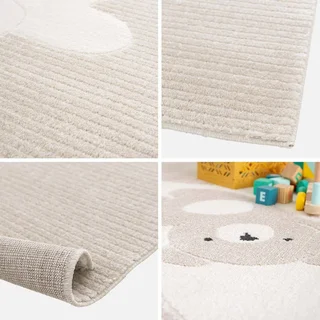 Beige Kinderzimmer Teppich mit weichen Teddybären, rutschfest dekorativ