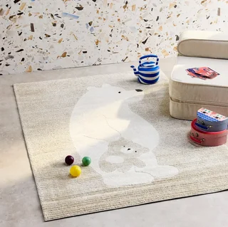 Beige Kinderzimmer Teppich mit weichen Teddybären rutschfest