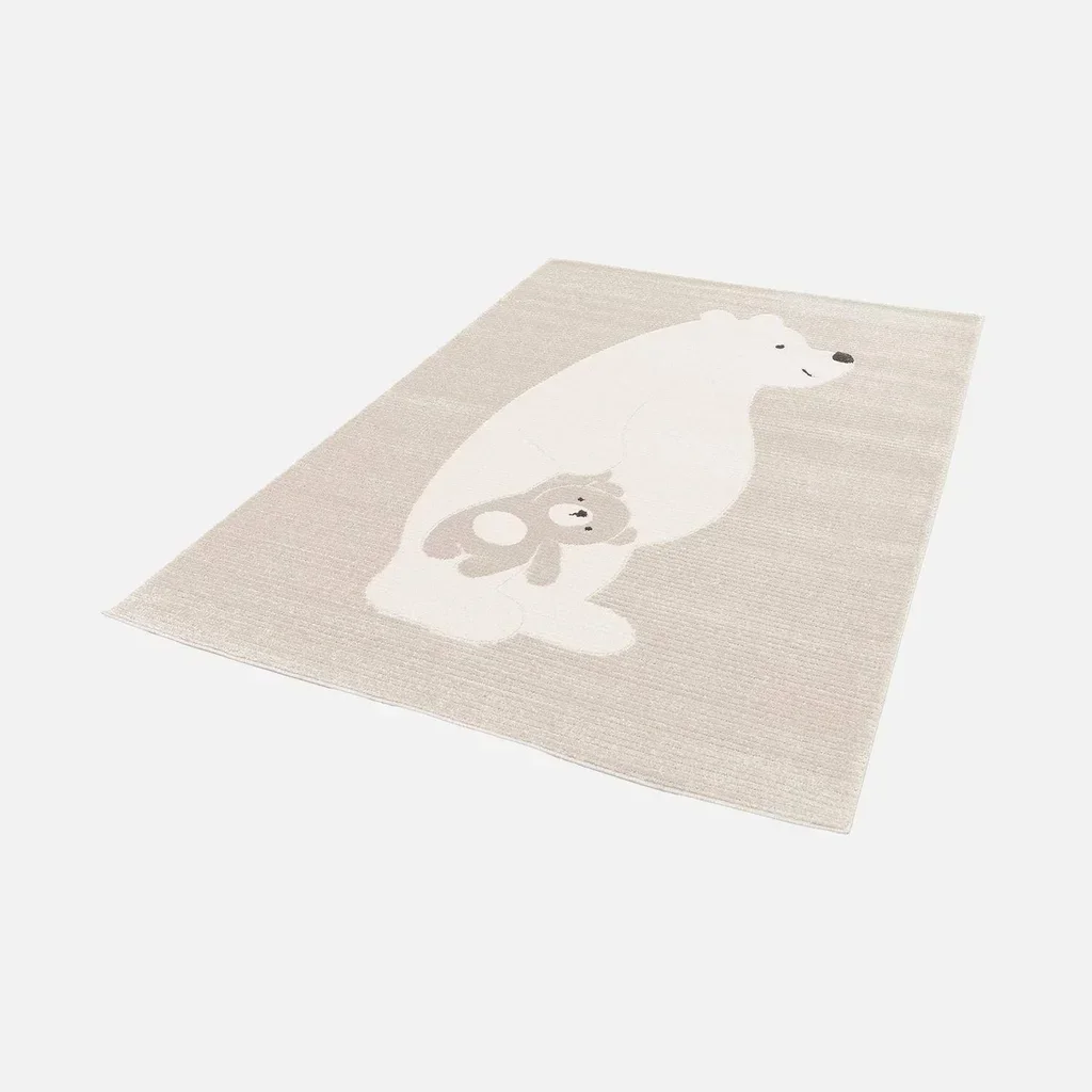 Beige Kinderzimmer Teppich mit weichen Teddybären rutschfest