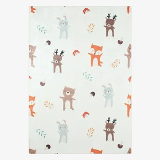 Tapis chambre enfant blanc motif animaux forêt doux