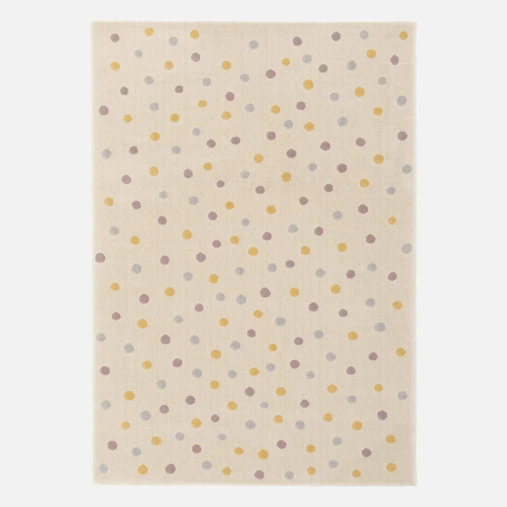 Tapis chambre enfant pois multicolores pastel 120x170 cm doux confortable