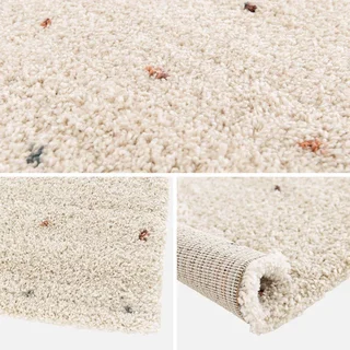 Shaggy Kinderzimmer Teppich mit bunten Punkten Creme 120x170 cm