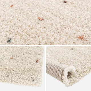 Kinderzimmer Shaggy Teppich bunte Punkte Creme Hintergrund 120x170 cm