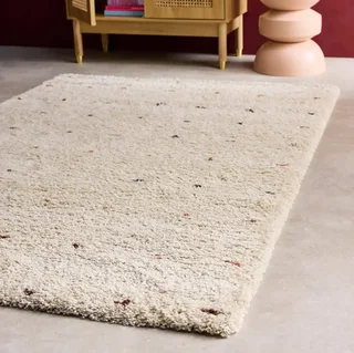 Shaggy Kinderzimmer Teppich mit bunten Punkten Creme 120x170 cm