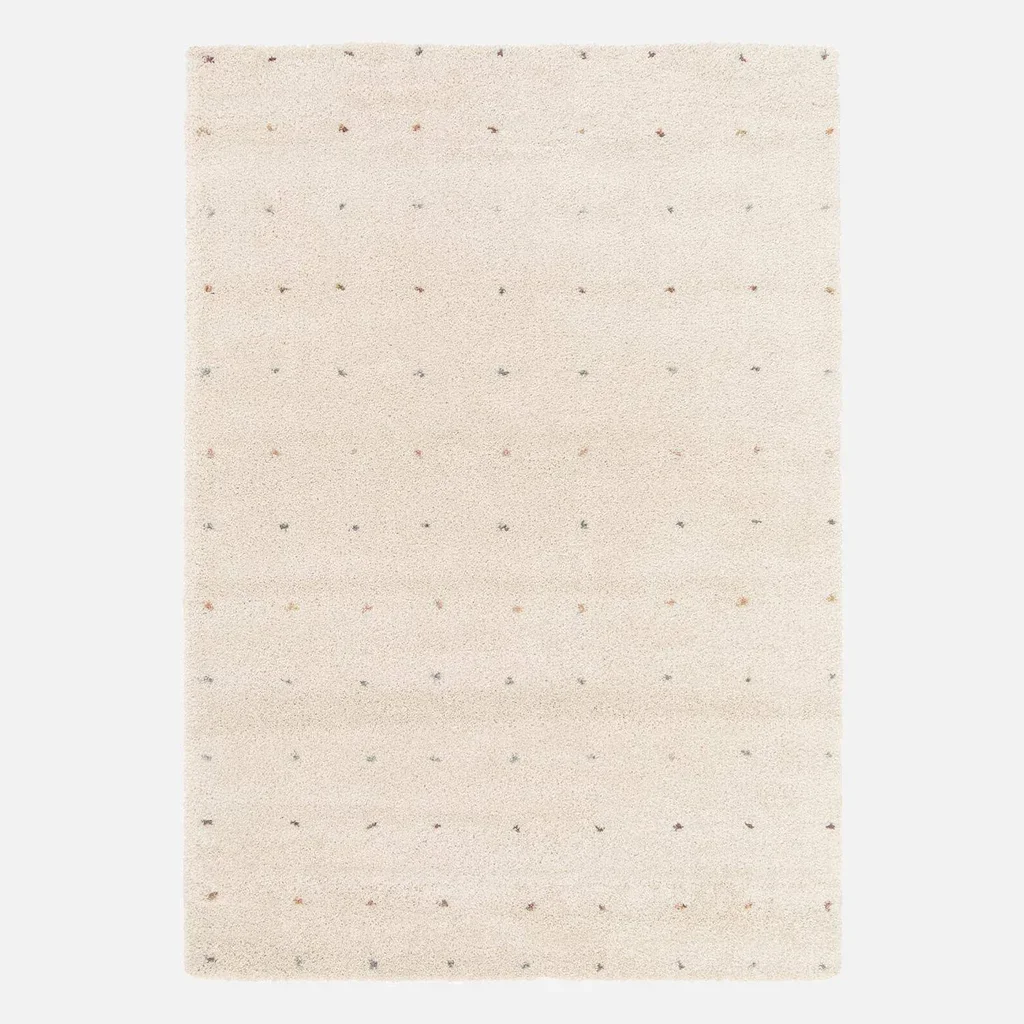 Shaggy Kinderzimmer Teppich mit bunten Punkten Creme 120x170 cm