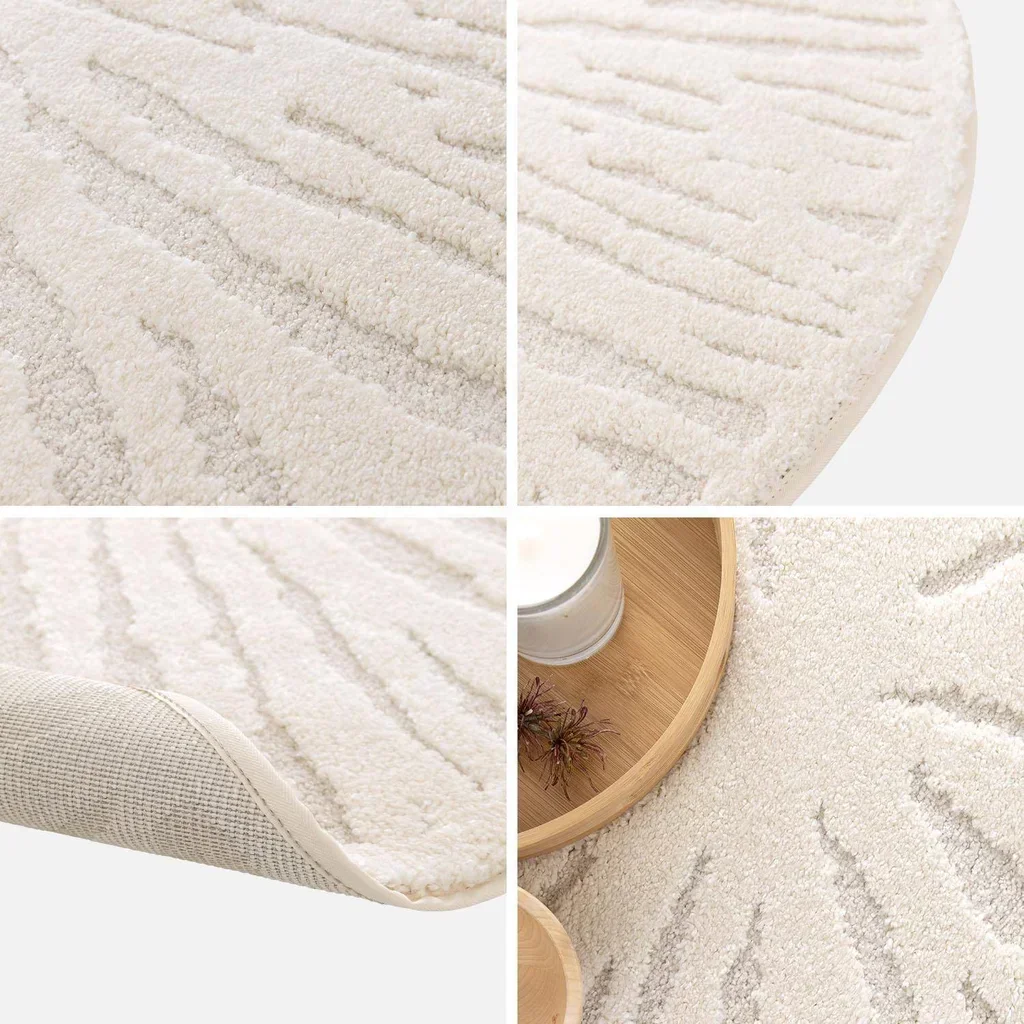 Tapis rond 160 cm écru Helen style scandinave minimaliste salon chambre cosy doux