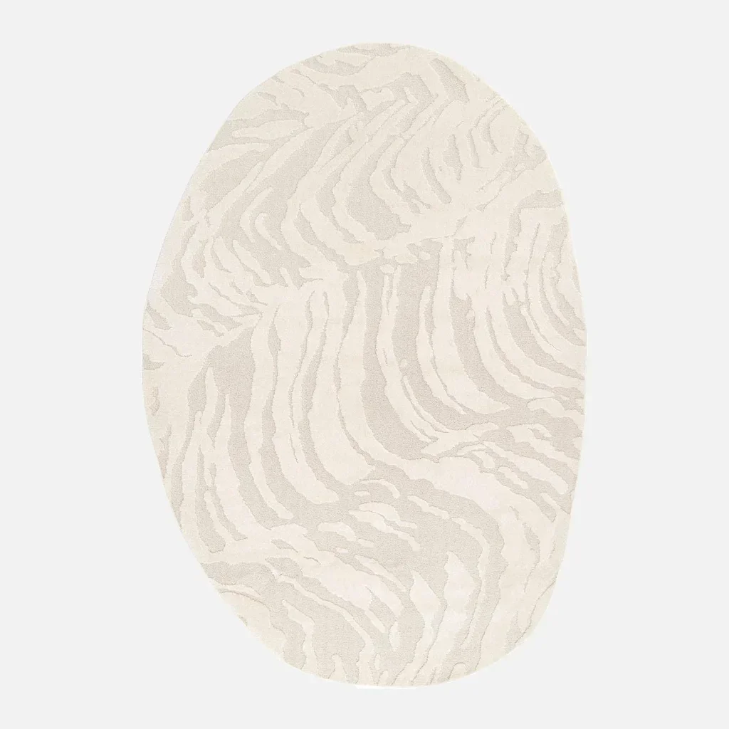 Tapis de sol design galets texturé couleur crème style scandinave doux salon chambre