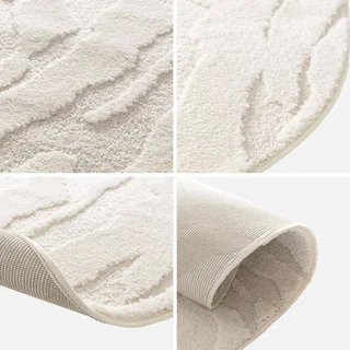 Tapis de sol design galets texturé couleur crème style scandinave doux salon chambre