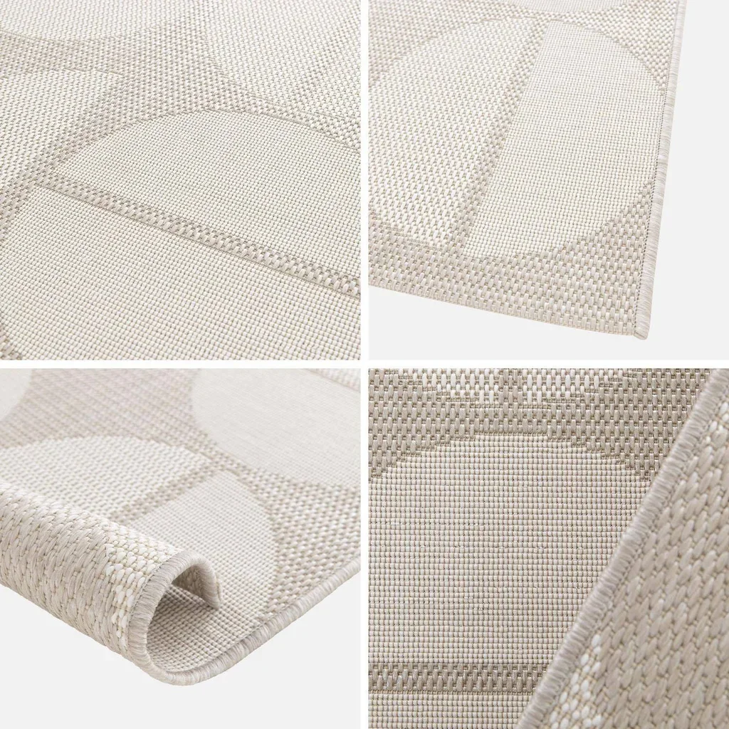 Tapis géométrique crème beige intérieur extérieur antistatique UV recyclé