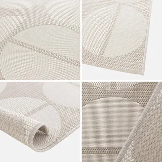 Tapis géométrique crème beige intérieur extérieur antistatique UV recyclé