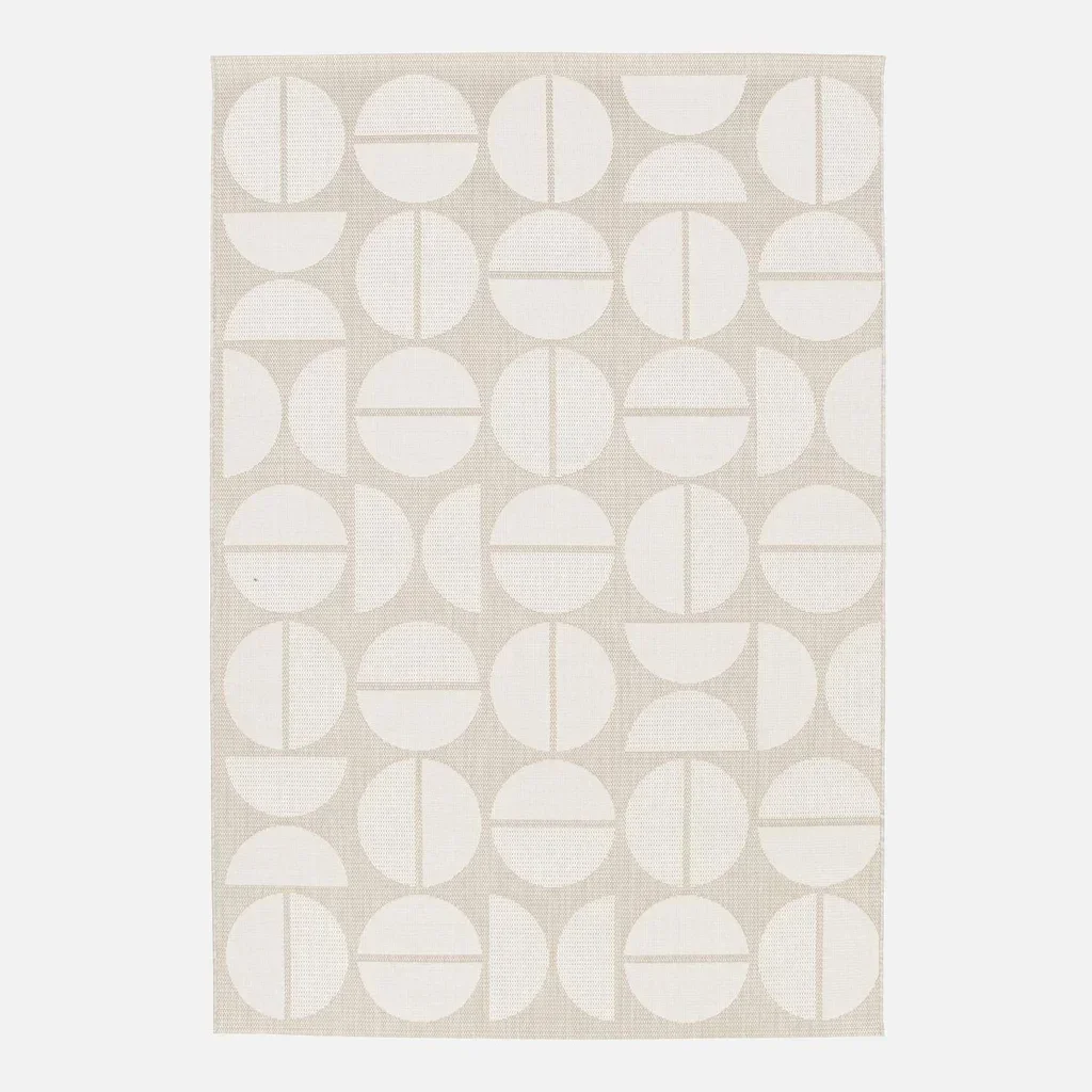 Tapis géométrique crème beige intérieur extérieur antistatique UV recyclé