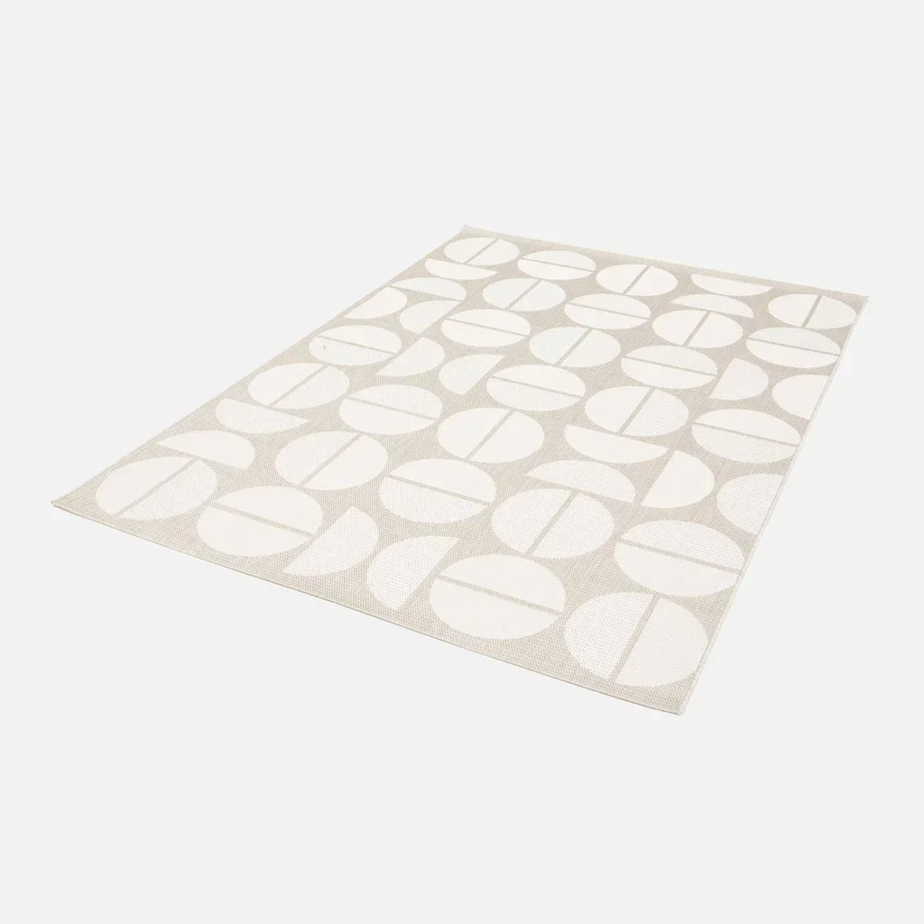 Tapis géométrique crème beige intérieur extérieur antistatique UV recyclé