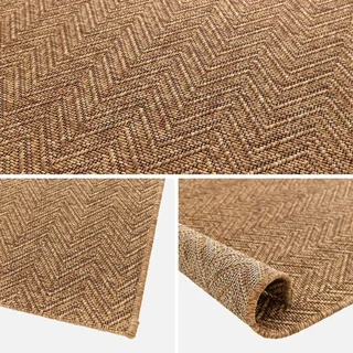 Tapis entrée extérieur jute caramel chevrons terrasse 120x170