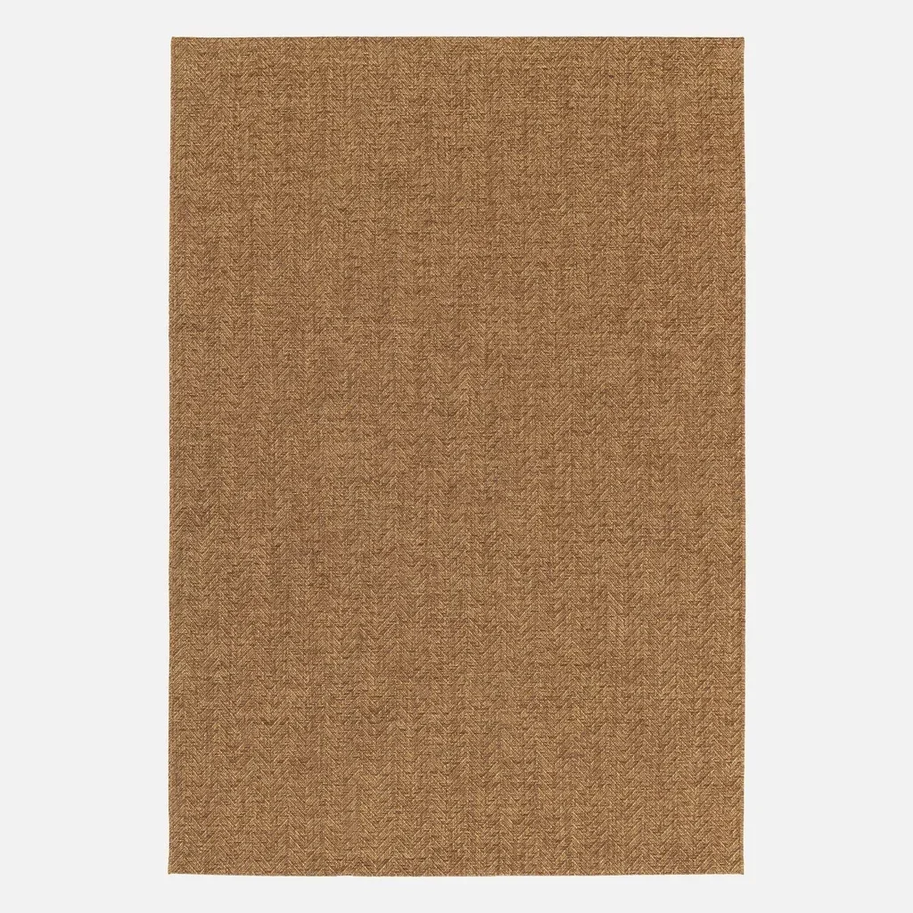 Tapis d'entrée extérieur aspect jute caramel motif chevrons