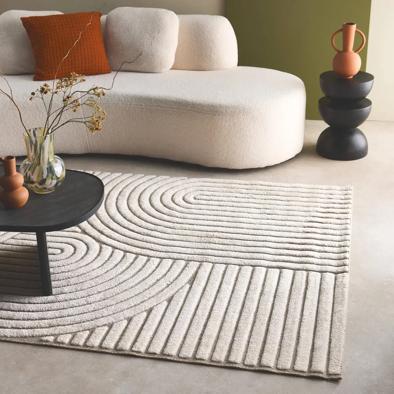 Tapis intérieur arches ethnique beige crème doux salon chambre